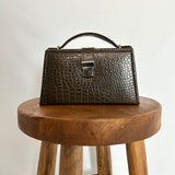 Vintage Brown Croc Embossed Leather Purse