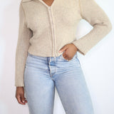 Vintage Zip-Up Collared Cardigan Sweater