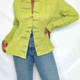 Lime Green Textured Button Up