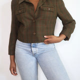 Vintage Olive Green Cropped Blazer