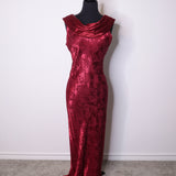 Vintage Burgundy Cowl Neck Evening Dress