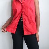 Vintage Red Sleeveless Button Up