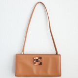 Vintage Caramel Tortoiseshell Button Shoulder Bag