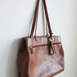 Vintage Brown Faux Leather Shoulder Bag