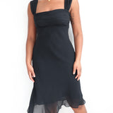 Vintage Black Asymmetrical Silk Dress