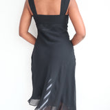 Vintage Black Asymmetrical Silk Dress