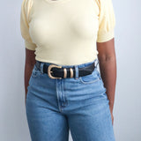 Butter Yellow Ribbed Knit Top with Puff Sleeves