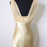 Vintage Gold Shimmer Evening Maxi Dress