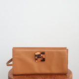 Vintage Caramel Tortoiseshell Button Shoulder Bag