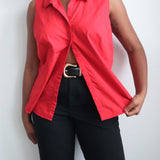 Vintage Red Sleeveless Button Up