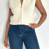 Vintage Ivory Ribbed Knit Sweater Vest