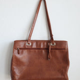 Vintage Brown Faux Leather Shoulder Bag