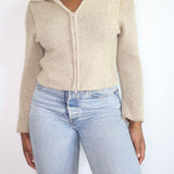 Vintage Zip-Up Collared Cardigan Sweater