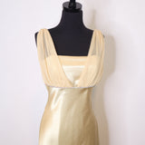 Vintage Gold Shimmer Evening Maxi Dress