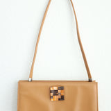 Vintage Caramel Tortoiseshell Button Shoulder Bag