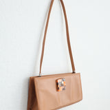 Vintage Caramel Tortoiseshell Button Shoulder Bag