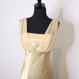 Vintage Gold Shimmer Evening Maxi Dress