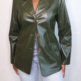 Vintage Green Faux Leather Jacket