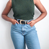 Vintage Green Tone Sleeveless Turtleneck Top
