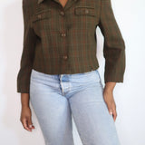 Vintage Olive Green Cropped Blazer