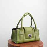 Green Genuine Leather Structured Purse