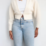 Vintage Angora Wool Puff Sleeve Cardigan