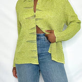 Lime Green Textured Button Up