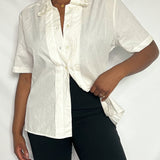 Vintage White Lace Short Sleeve Button Up