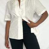 Vintage White Lace Short Sleeve Button Up