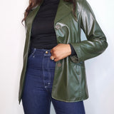 Vintage Green Faux Leather Jacket