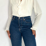 Ivory Ruffle V-Neck Blouse