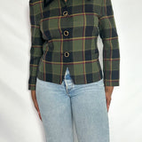 Vintage Green Plaid Wool Blazer