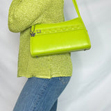 Lime Green Faux Leather Shoulder Bag