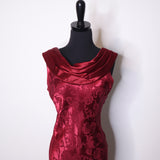 Vintage Burgundy Cowl Neck Evening Dress