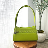 Lime Green Faux Leather Shoulder Bag