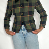 Vintage Green Plaid Wool Blazer