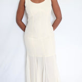 Vintage Scoop Neck Ivory Maxi Dress