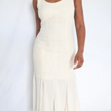 Vintage Scoop Neck Ivory Maxi Dress