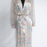 Vintage 80s Dreamy Floral Satin Robe